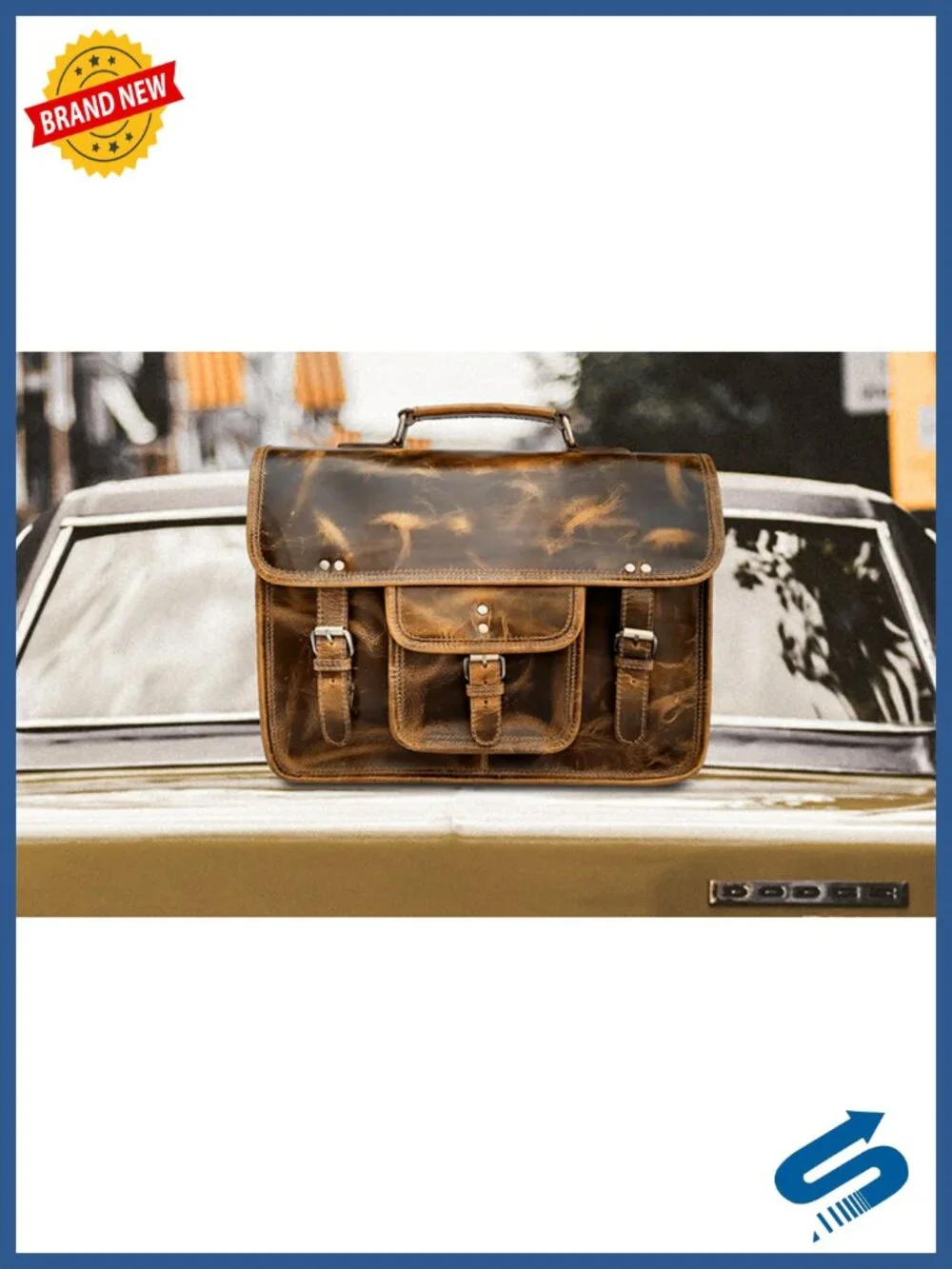 Leather Messenger Bag for Men - Full Grain Leather Briefcase Laptop Satchel